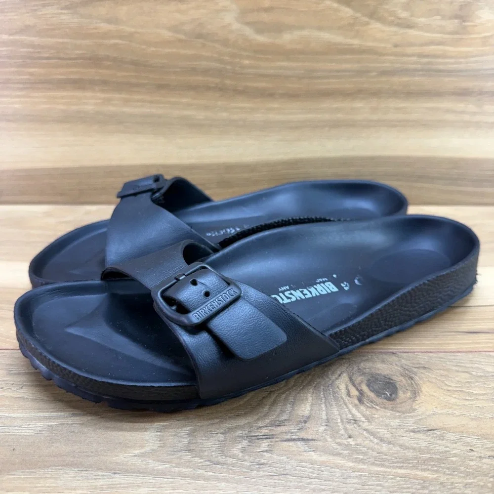 Birkenstock Arizona Eva Madrid Black Slides Womens 8 N EU 39 Slip On Rubber Walk